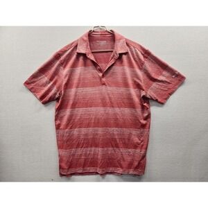 Columbia Golf Polo Shirt Men's Large Red Pink Striped Short‎ Sleeve Omni Freeze
